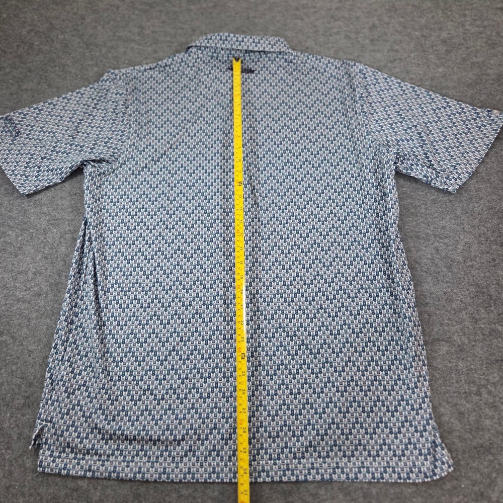 Straight Down Mens XL Performance Polo Shirt Blue White Speedboat Print Golf - Picture 10 of 10